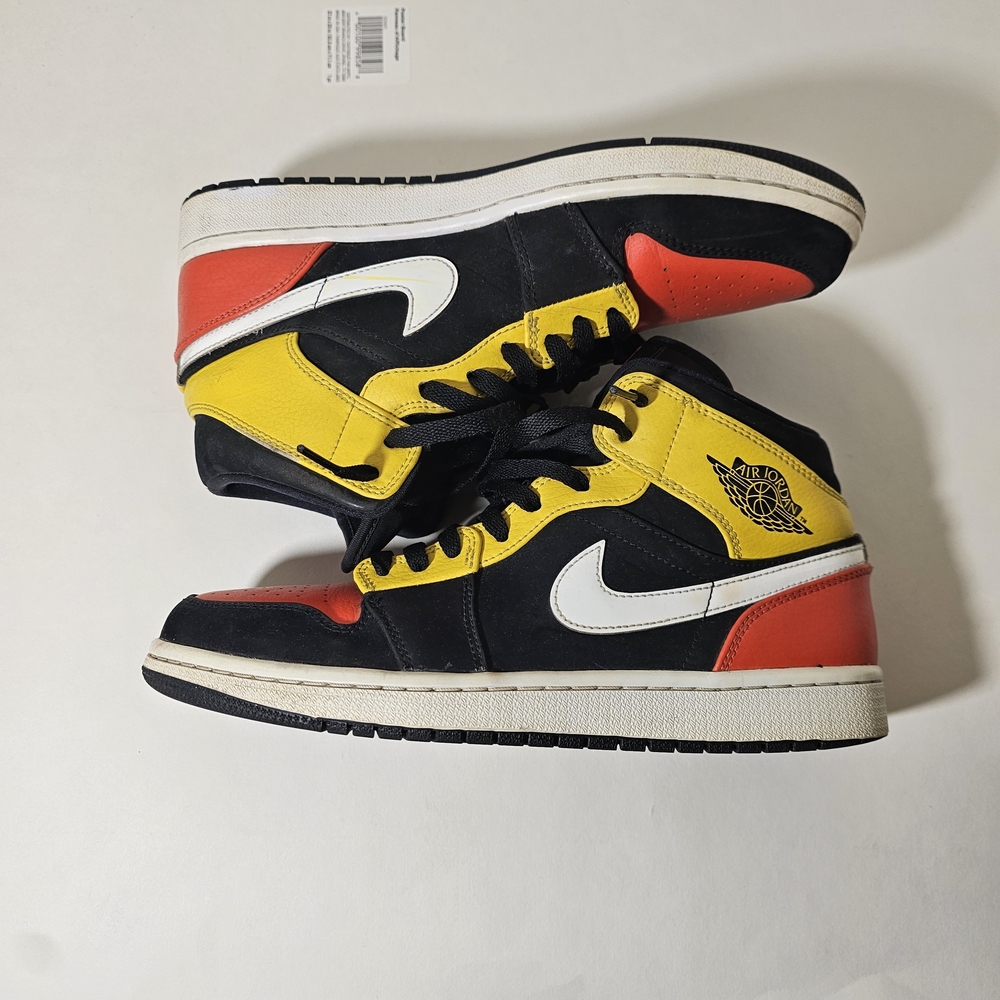 Jordan Air Jordan 1 Mid Shoes Mens Size 8.5 Black Red Yellow Sneakers 852542-087 - Picture 4 of 10